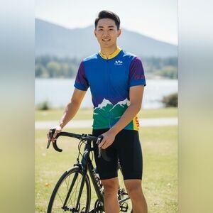 Vintage 2003 Voler Men's Cycling Jersey Color Block 3/4 Zip Eugene Oregon